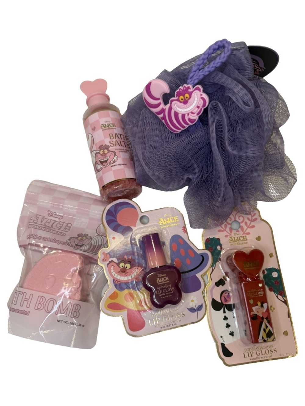 Cheshire Cat Bath Beauty Bundle Disney Alice Wonderland 5-Piece Licensed NWT